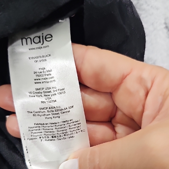 Maje Black Robe with Green Trim - Picture 9 of 10